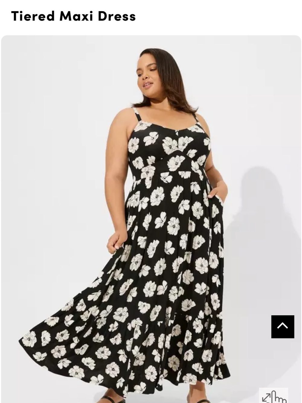 TORRID Women’s Sleeveless Tiered Maxi Dress Sundress Yellow Black Floral Size 1 - Picture 15 of 16
